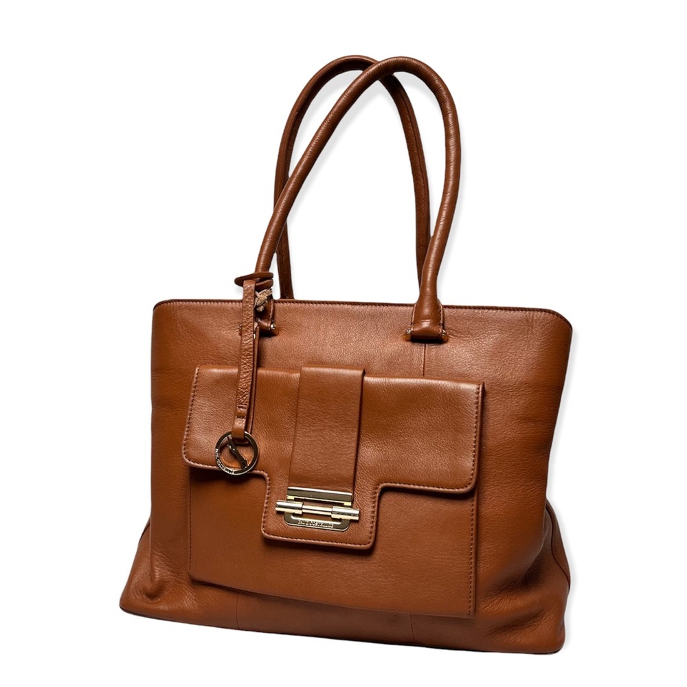 Paul Costelloe Genuine Leather Cognac Brown Tote Handbag